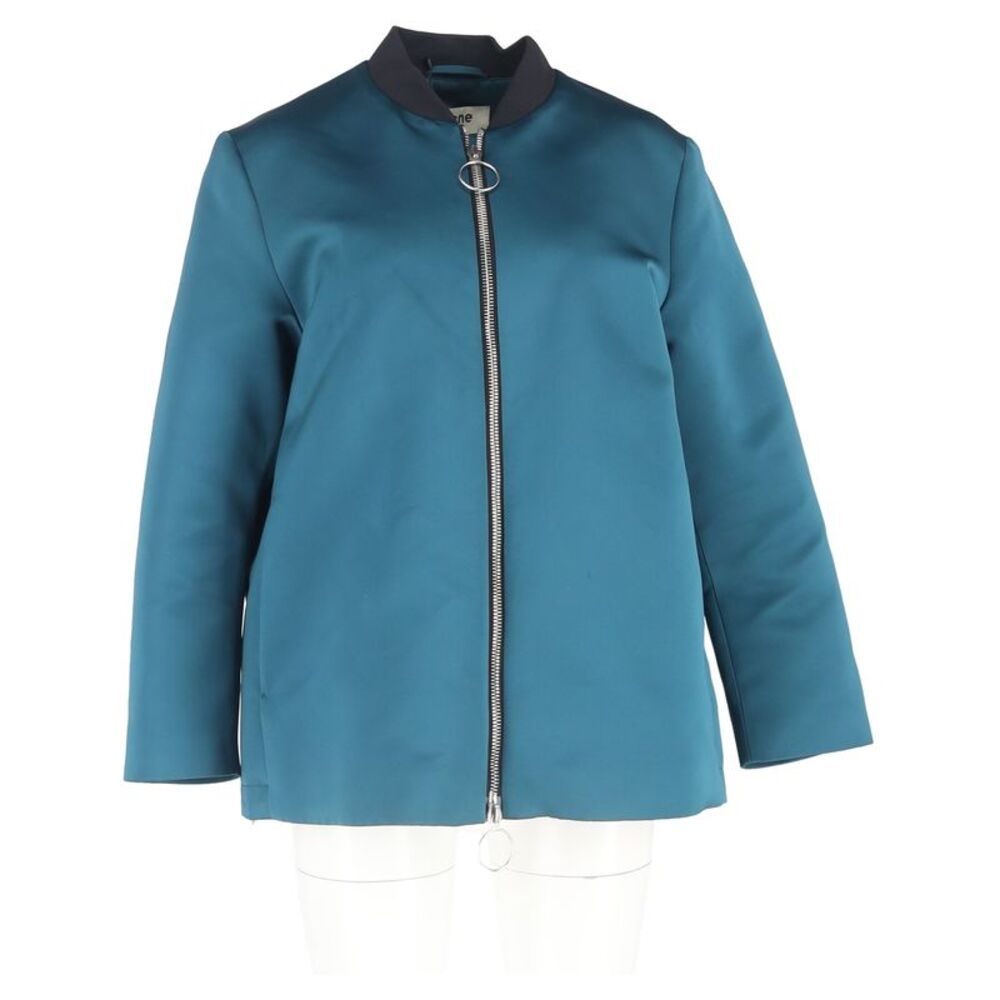 Acne Studios Troy Satin Bomber in Turquoise Polyester